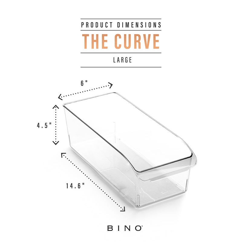 BINO | Plastic Storage Bins, Large | THE CURVE COLLECTION | Multi-Use Fridge / Freezer Organizer | Built-In Handle | BPA-Free | Pantry and Home Organization - Image 3